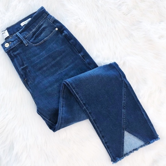 FRAME Le High Straight Asymmetrical Hem Jeans In Kingsway Size 25 - Picture 2 of 15